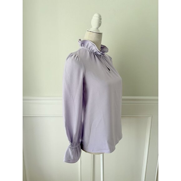 J. Crew Ruffleneck Top in 365 Crepe NWT Lavender XS - Picture 3 of 7